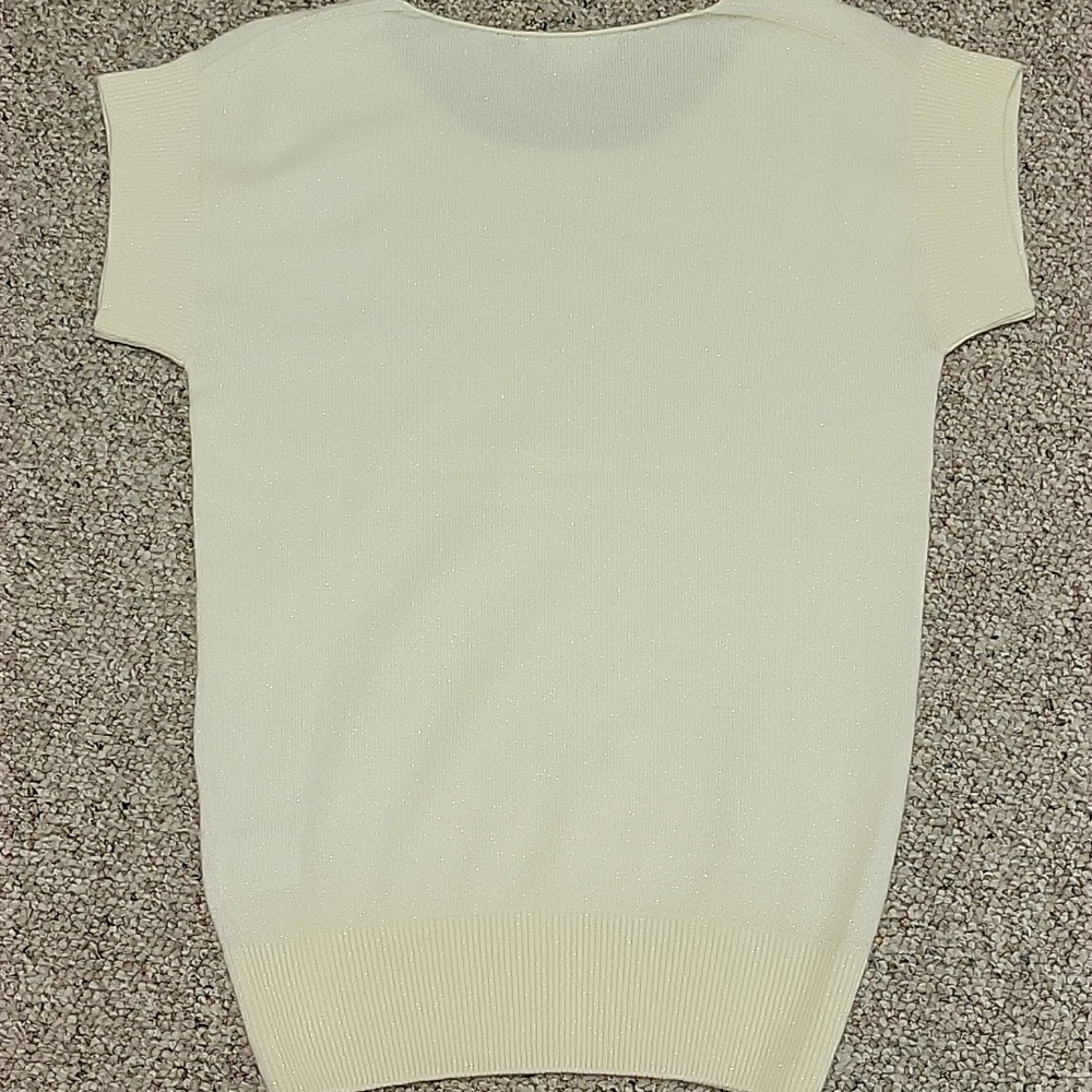 Lacoste Women's Off-White Scoop Neck Sweater, Sz Xsmall, Wool Blend - Picture 4 of 5
